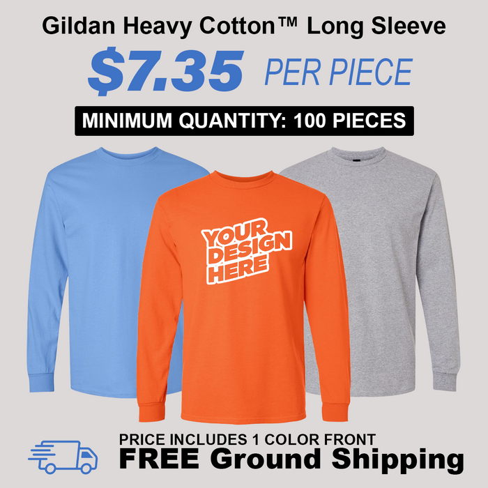 Gildan Heavy Cotton Long Sleeve Package (100 Piece Minimum)