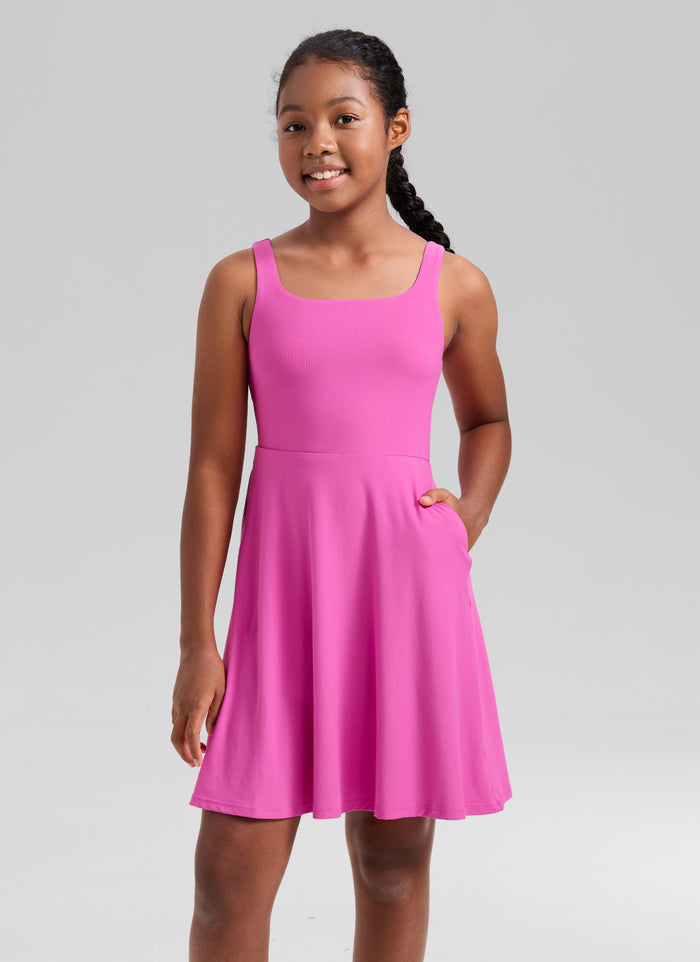 CRZ YOGA Women's Cloudweight Casual Double Lined Pocket Midi Dress Light Purple