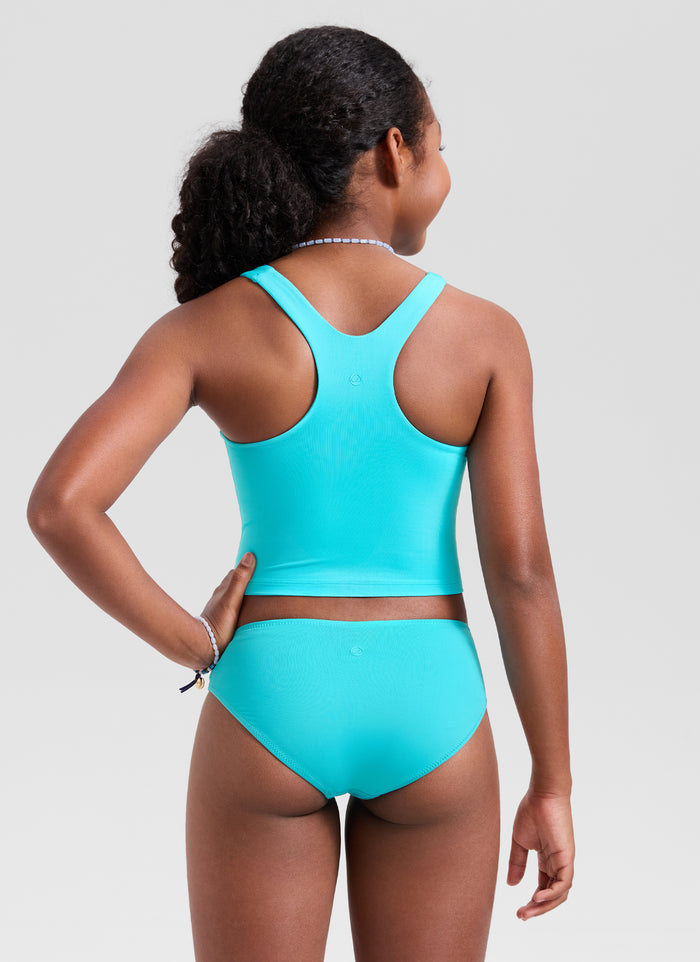 CRZ YOGA Girls Swim Bikini Set High Neck Racerback Tops and Bottoms Turquoise