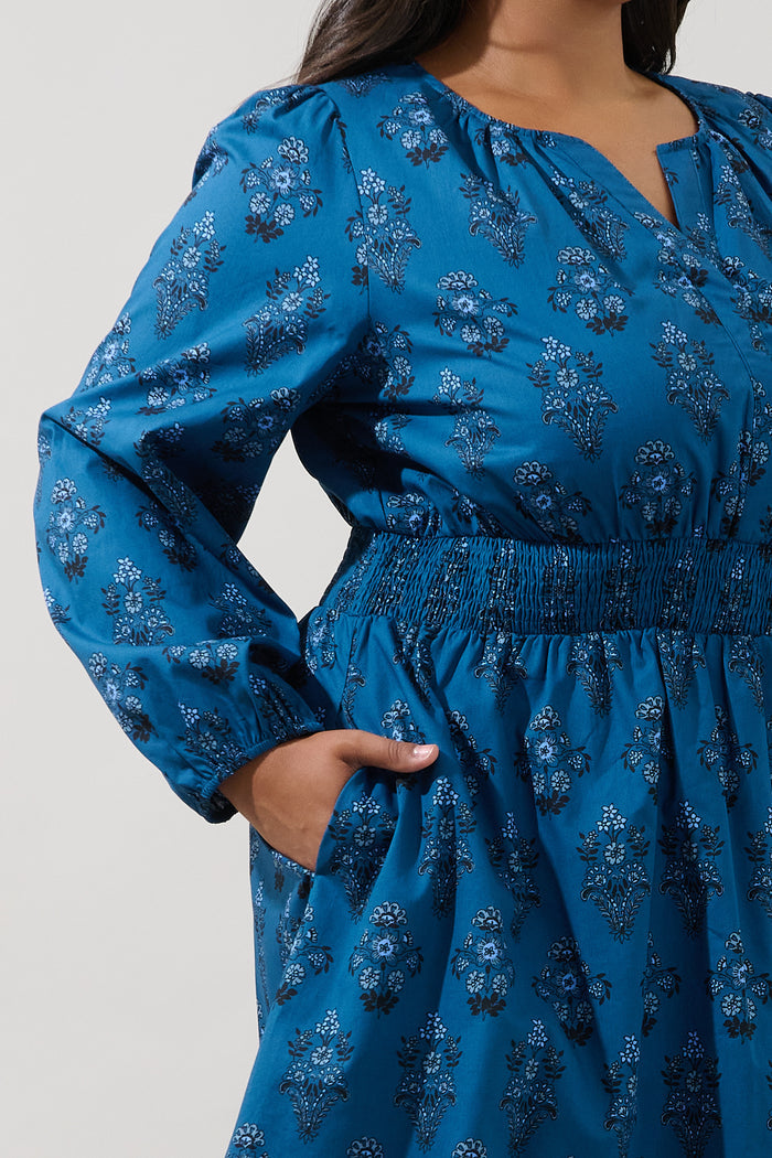 Girna Long Sleeve Mini Dress Gardena Floral Curve
