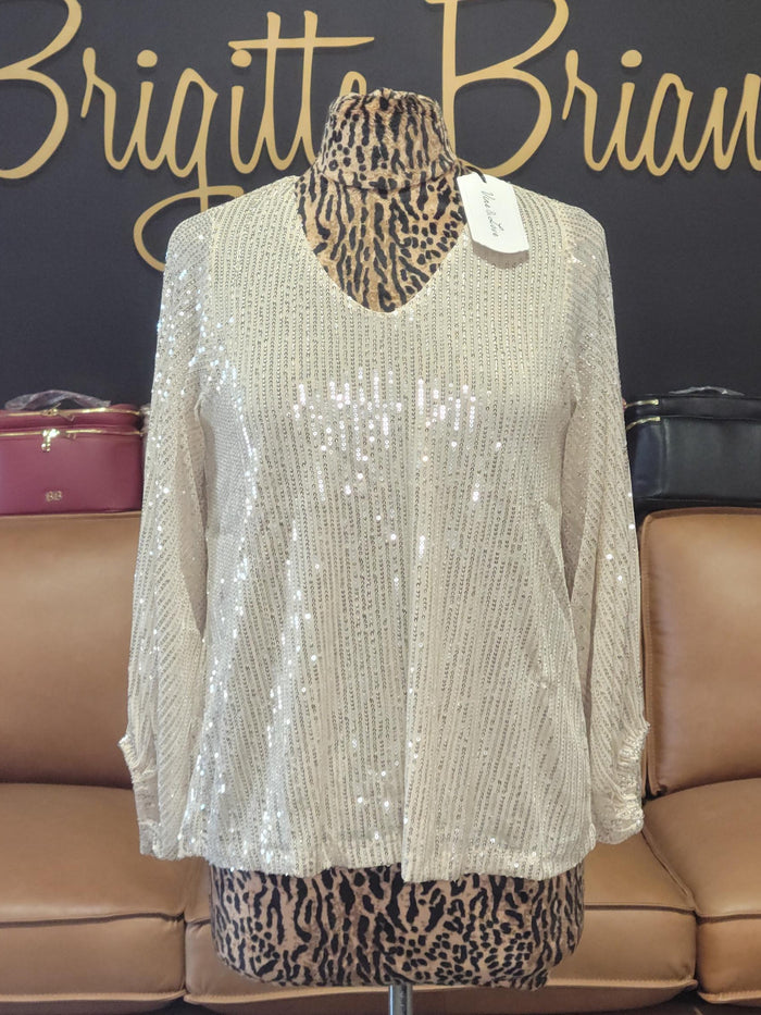 Gloria Sequin Blouse - SexyModest Boutique
