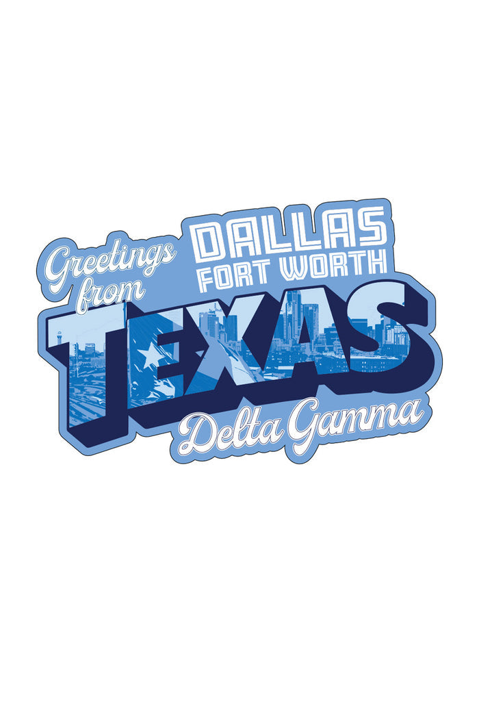 Greetings from Texas Sticker - Hannah's Closet - The Official Boutique for Delta Gamma