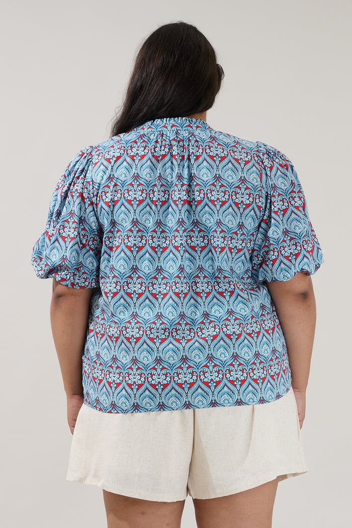 Gretna Ruffle Blouse Floral Curve