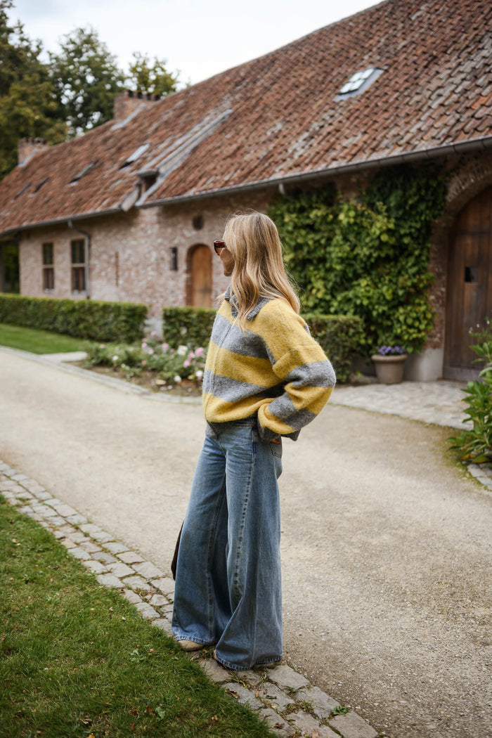 Grey and Yellow Mayfair Cardigan