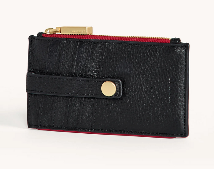 Hammitt 210 EAST BLACK / Brushed Gold RED ZIP Wallet
