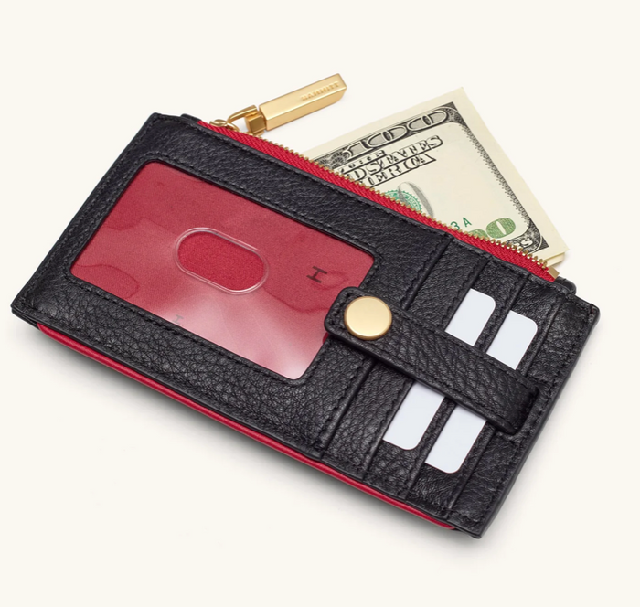 Hammitt 210 EAST BLACK / Brushed Gold RED ZIP Wallet