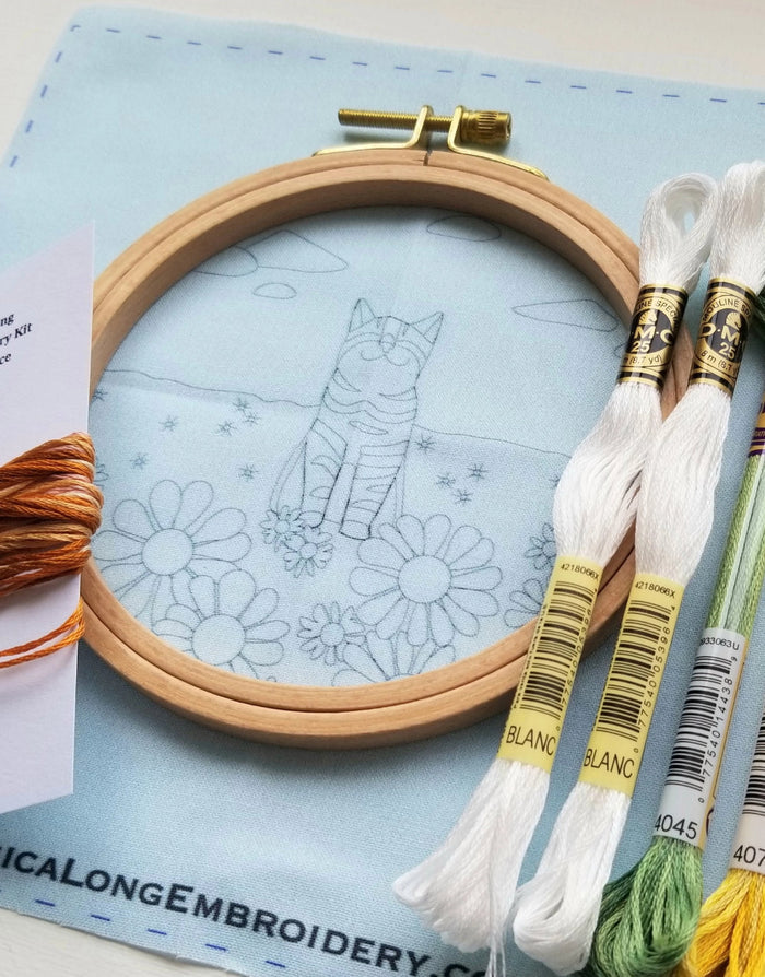 Happy Cat Embroidery Kit, Jessica Long Embroidery