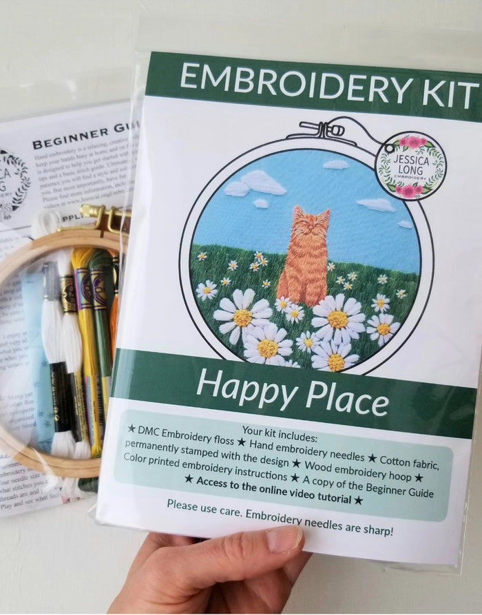 Happy Cat Embroidery Kit, Jessica Long Embroidery