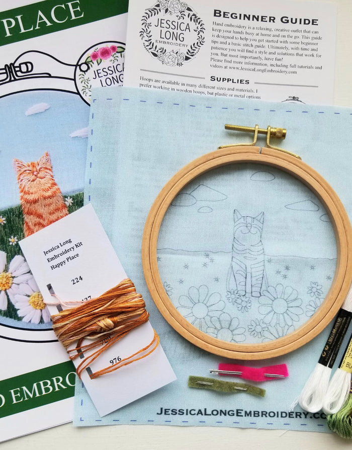Happy Cat Embroidery Kit, Jessica Long Embroidery