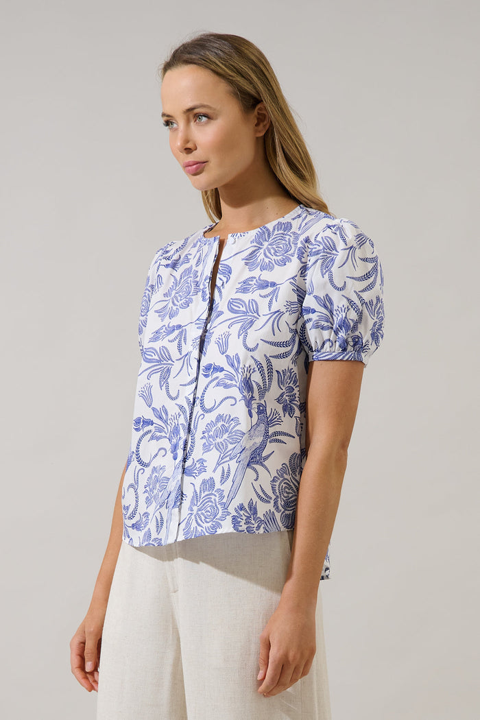 Hiller Button Down Top Virda Floral