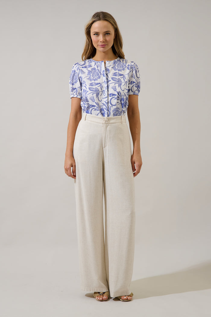 Hiller Button Down Top Virda Floral