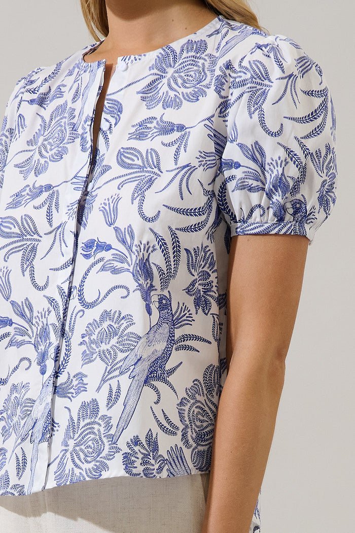 Hiller Button Down Top Virda Floral