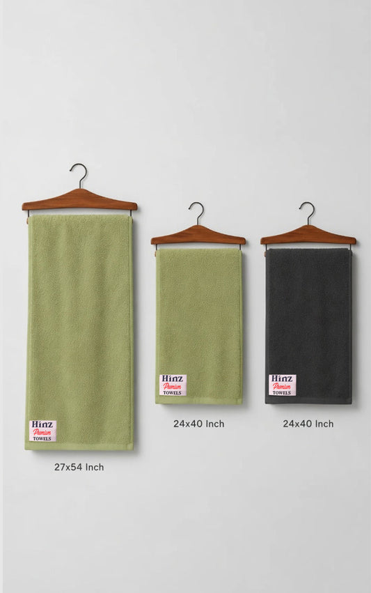 Hinz Premium Towel Set 100% Combed Cotton Pack of 3