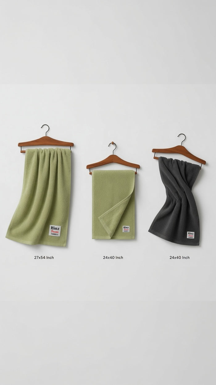 Hinz Premium Towel Set 100% Combed Cotton Pack of 3