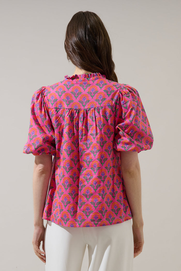 Idara Button Down Top Kendrie Floral
