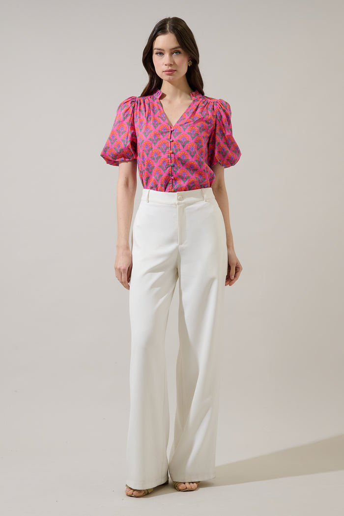 Idara Button Down Top Kendrie Floral