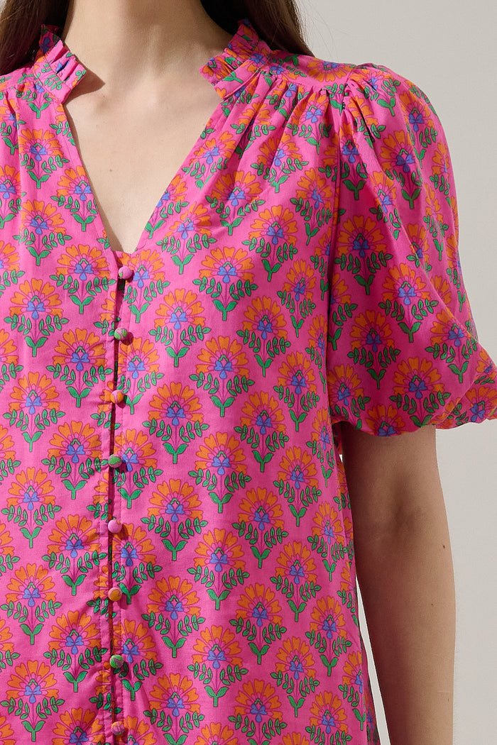 Idara Button Down Top Kendrie Floral