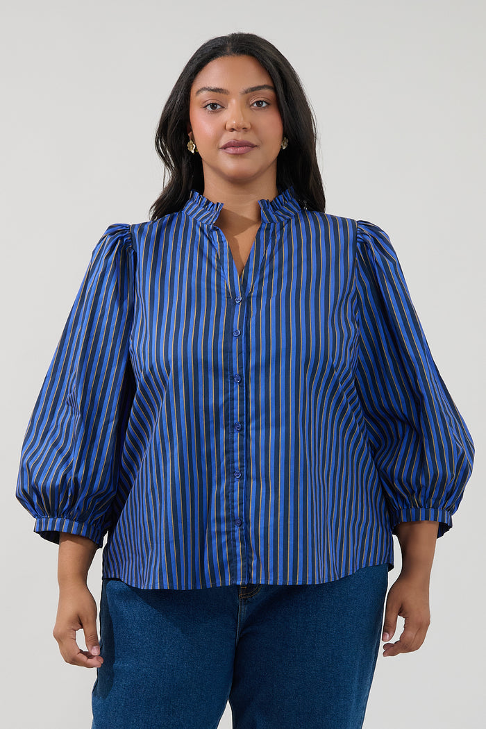 Ima Button Up Top Stripe Curve