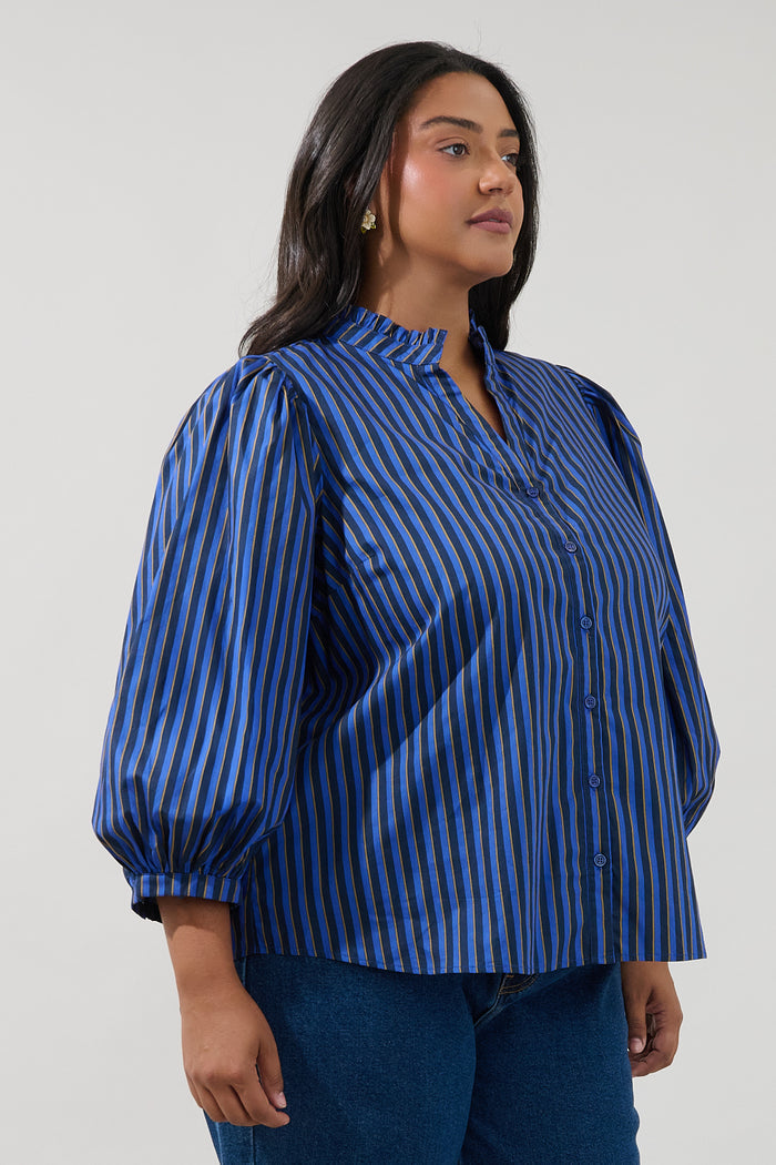 Ima Button Up Top Stripe Curve