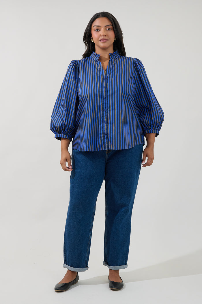 Ima Button Up Top Stripe Curve