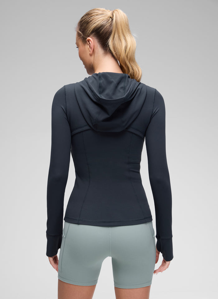 CRZ YOGA Women's Butterluxe Slim Fit Pocket Outerwear Full Zip Hoodies True Navy