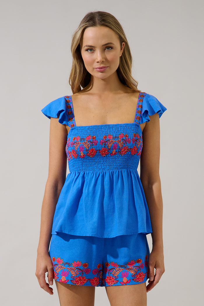 Isela Smocked Peplum Top Keizer Floral