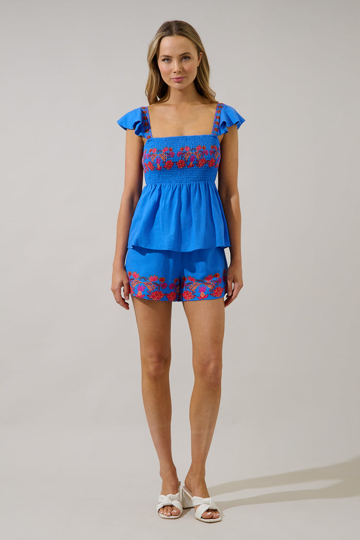 Isela Smocked Peplum Top Keizer Floral