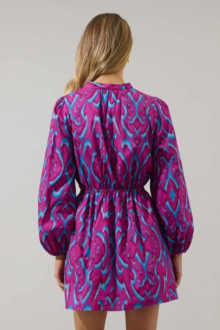 Ivani Abstract Luzma Drawstring Mini Dress