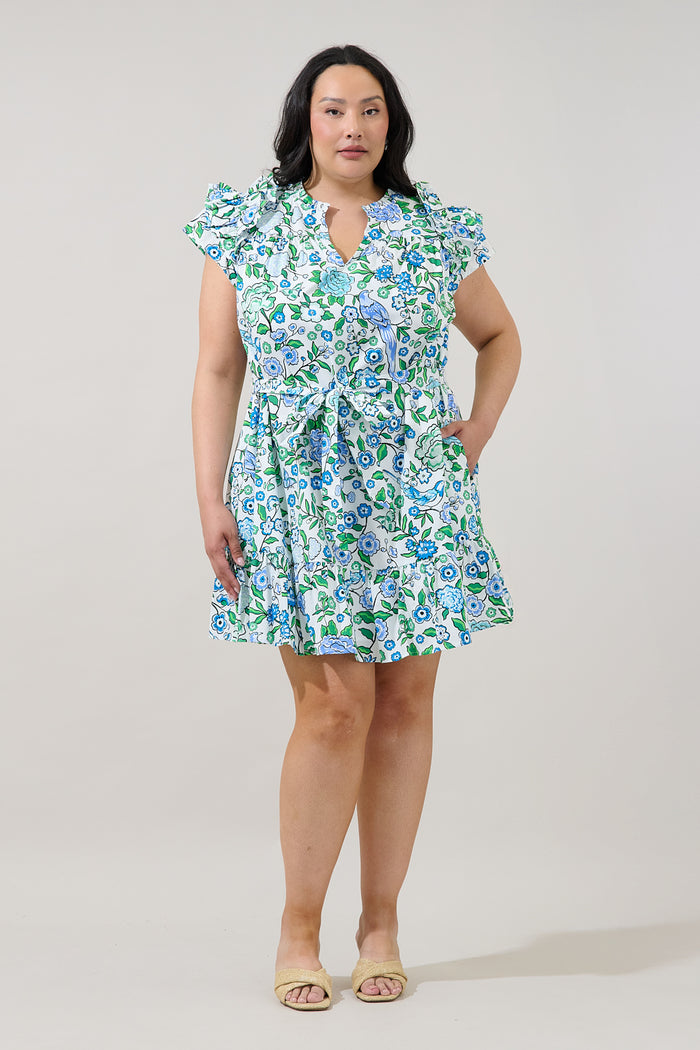 Ivona Ruffle Mini Dress Gianne Floral Curve
