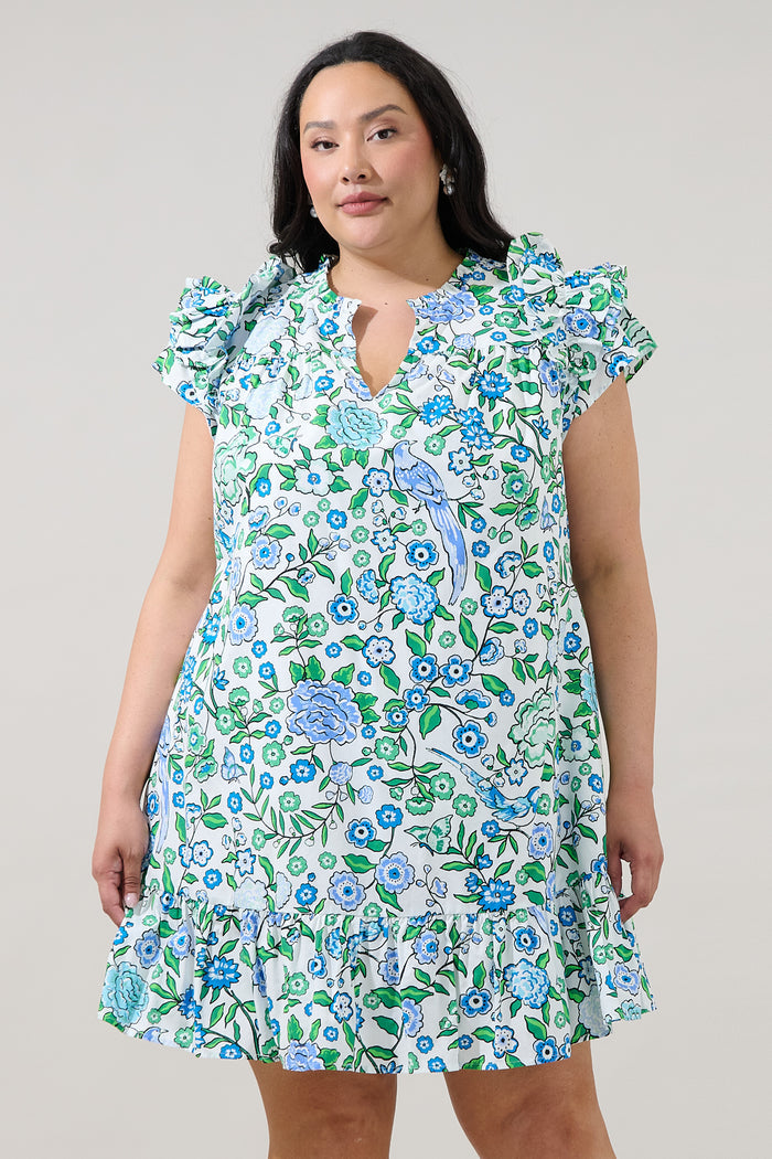Ivona Ruffle Mini Dress Gianne Floral Curve