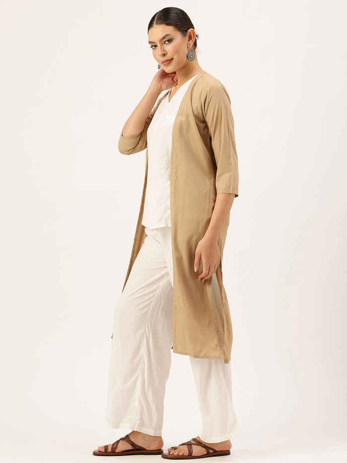Ivory Tunic with Palazzos & Shrug, Co-Ords, co-ord set, 3 piece set, ethnic wear co-ord set, shrug set, ivory co-ord set