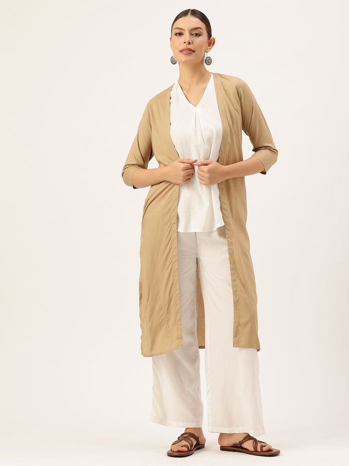 Ivory Tunic with Palazzos & Shrug, Co-Ords, co-ord set, 3 piece set, ethnic wear co-ord set, shrug set, ivory co-ord set