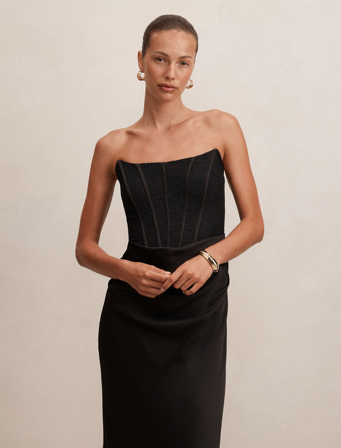 Ivy Lace Corset Drape Maxi Dress Forever New