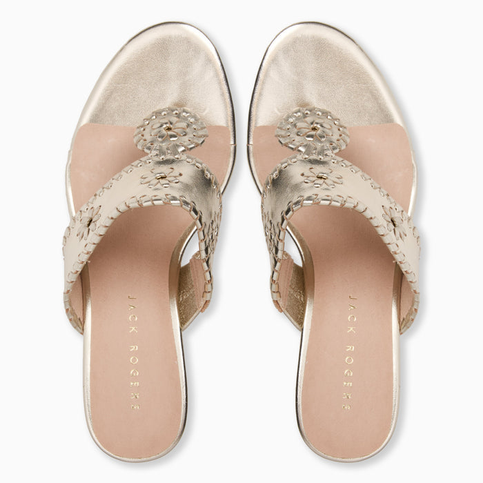 Jack Rogers High Wedge - Metallic Nappa - Platinum
