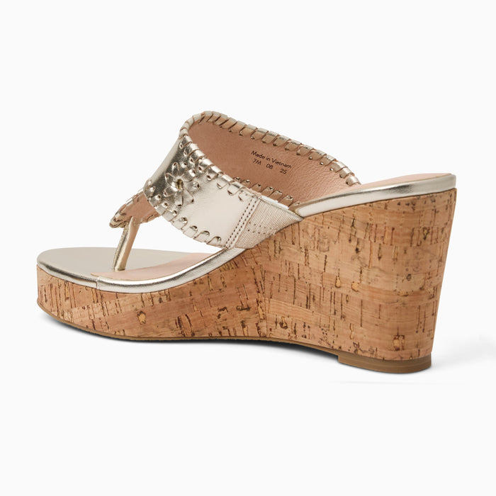 Jack Rogers High Wedge - Metallic Nappa - Platinum