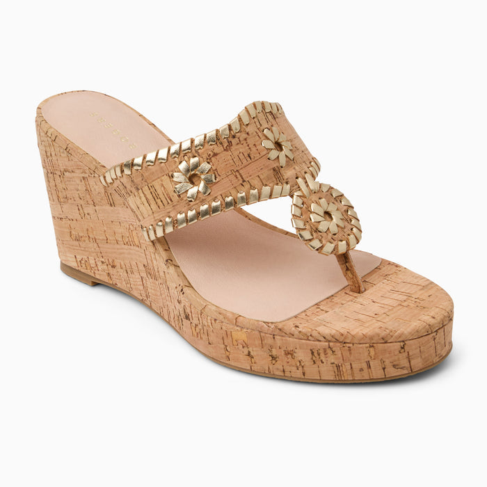Jack Rogers High Wedge Cork/Metallic/Nappa - Cork/Gold