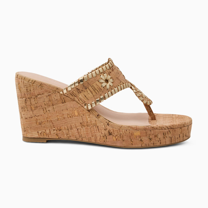 Jack Rogers High Wedge Cork/Metallic/Nappa - Cork/Gold