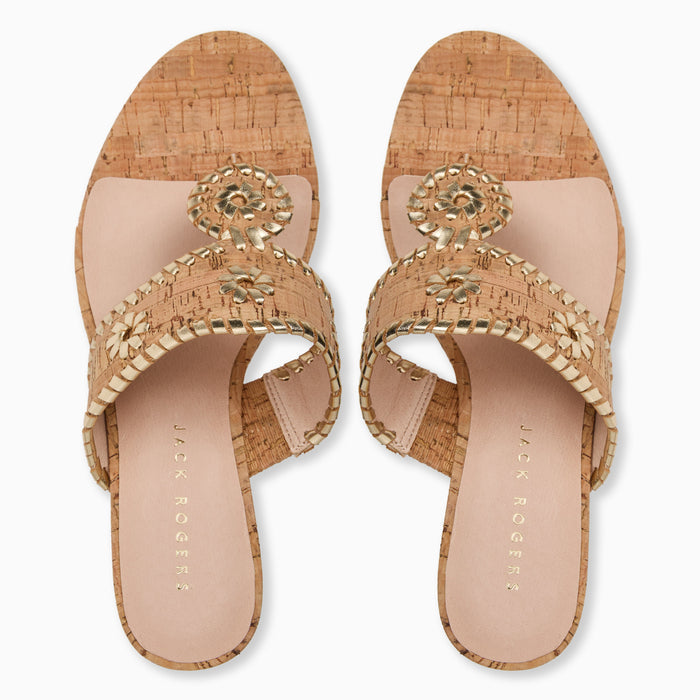 Jack Rogers High Wedge Cork/Metallic/Nappa - Cork/Gold