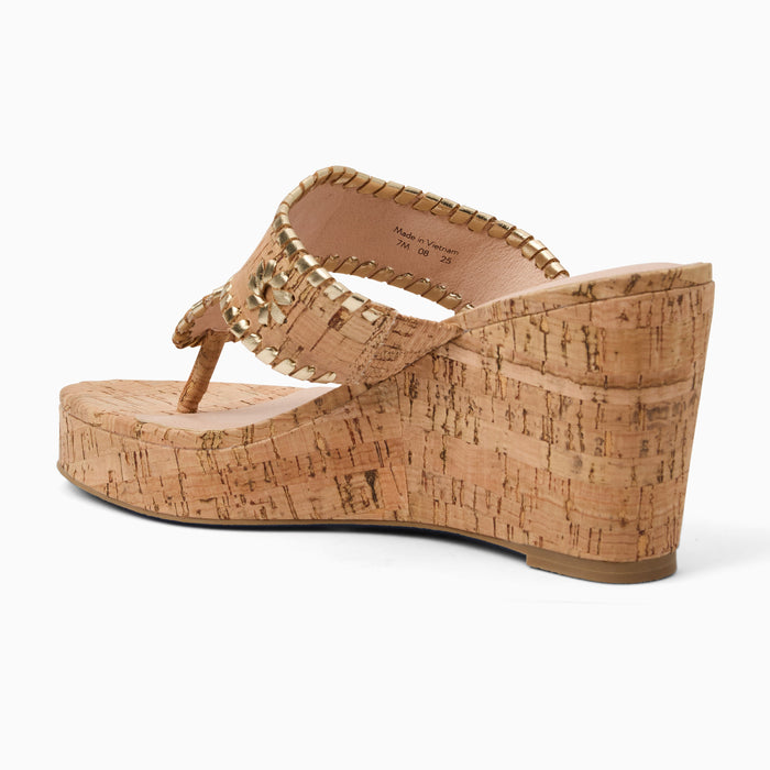 Jack Rogers High Wedge Cork/Metallic/Nappa - Cork/Gold
