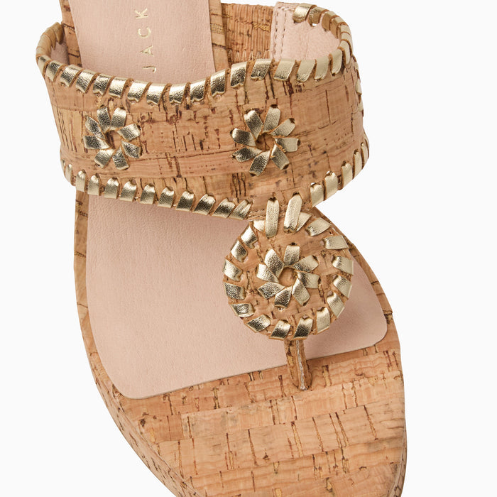 Jack Rogers High Wedge Cork/Metallic/Nappa - Cork/Gold