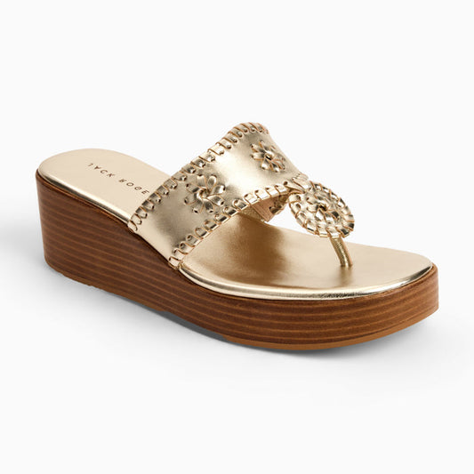 Jack Rogers Stacked Mid-Wedge - Metallic Nappa - Platinum