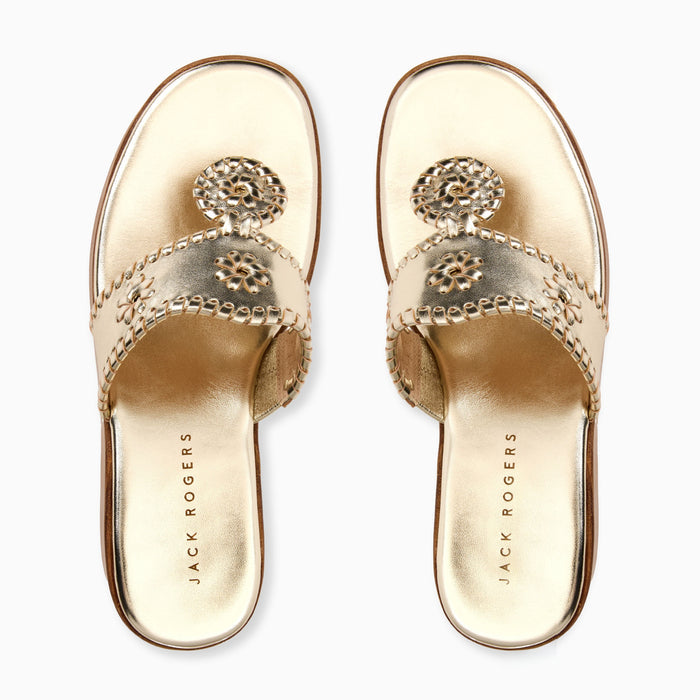 Jack Rogers Stacked Mid-Wedge - Metallic Nappa - Platinum