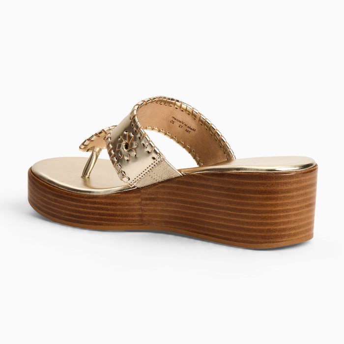 Jack Rogers Stacked Mid-Wedge - Metallic Nappa - Platinum