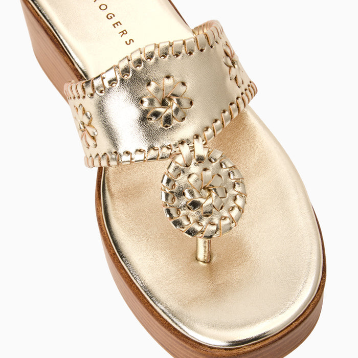 Jack Rogers Stacked Mid-Wedge - Metallic Nappa - Platinum