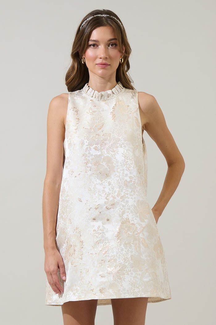 Jaiyana Jacquard Benson Trapeze Mini Dress