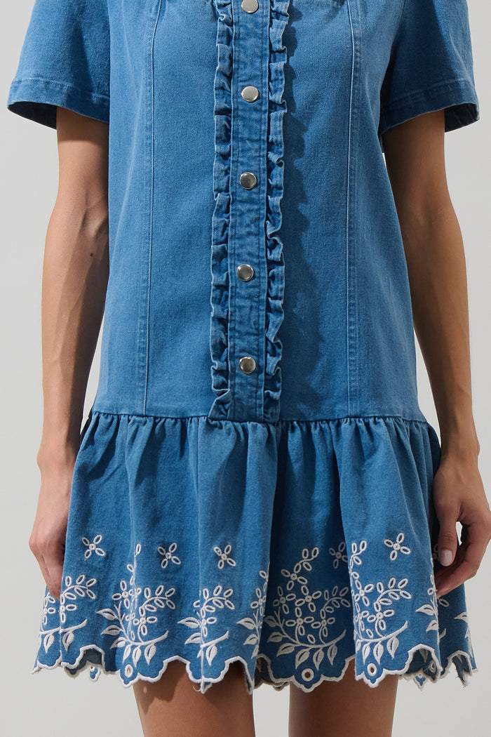 Jamie Denim Embroidered Mini Dress