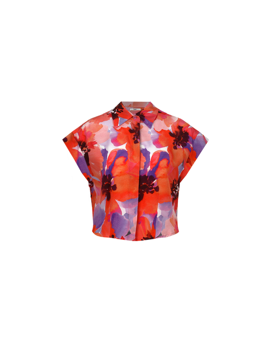 JAQUETTA SILK SHIRT POPPY FLORAL