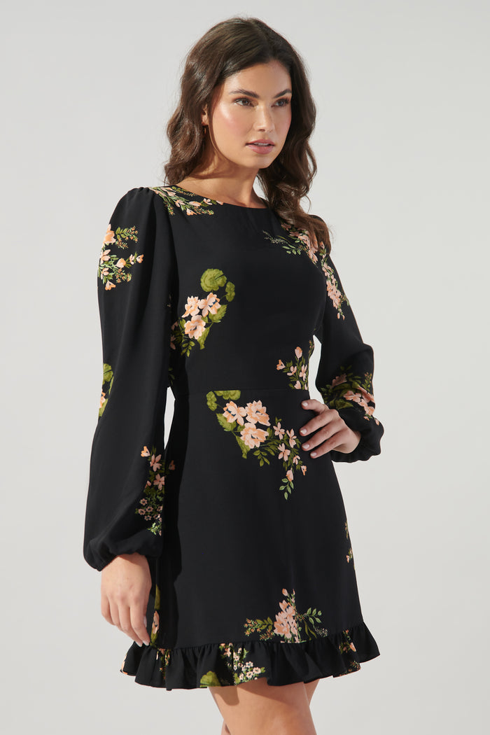Jasleen Floral Ruffle Flounce Mini Dress