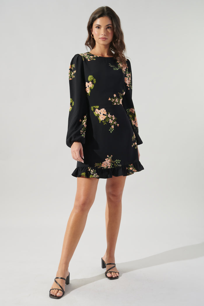 Jasleen Floral Ruffle Flounce Mini Dress