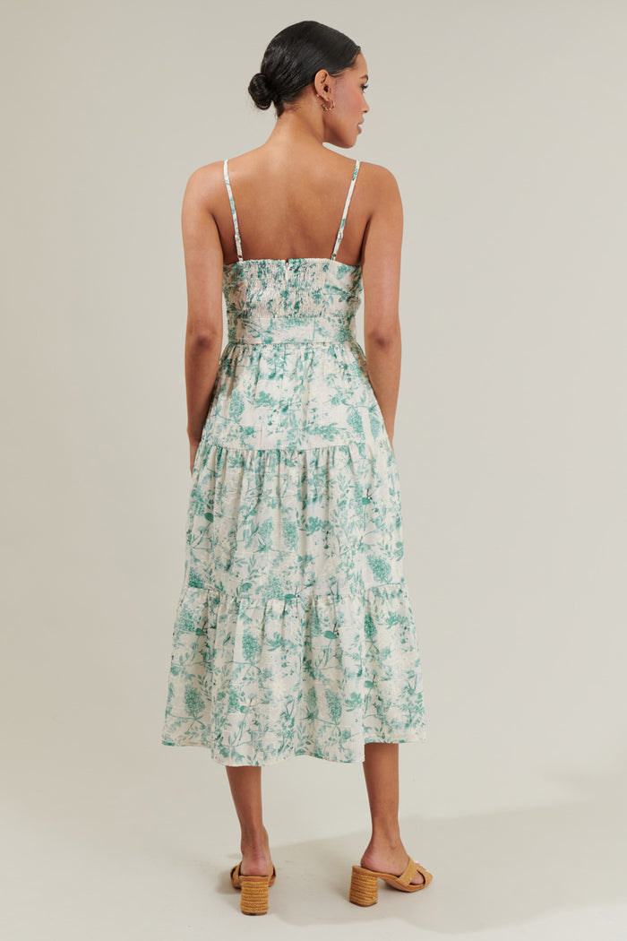 Jaya Floral Tiered Midi Dress